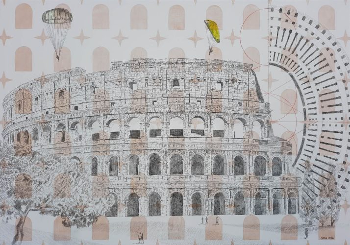 Sara Lora_Flying Over the Colosseum, Rome_front view
